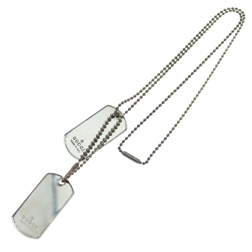 GUCCI(グッチ) Logo Dog tag Necklace ロゴドックタグ ネックレス シルバー