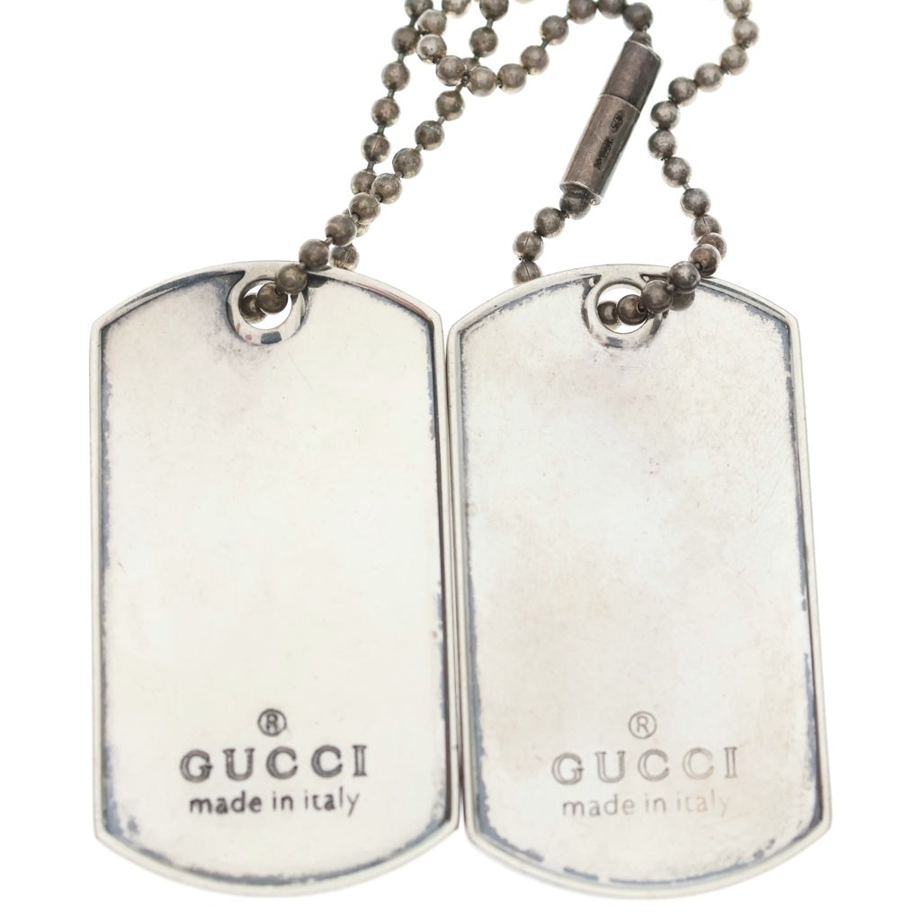 GUCCI(グッチ) Logo Dog tag Necklace ロゴドックタグ ネックレス シルバー