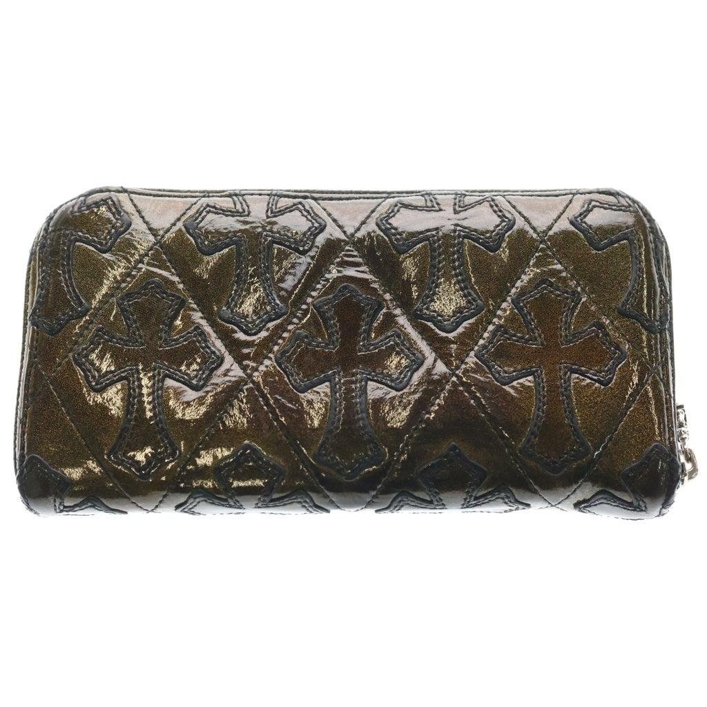 CHROME HEARTS(クロムハーツ) REC F ZIP QUILTED セメタリークロス キルティング ラメ ウォレット財布
