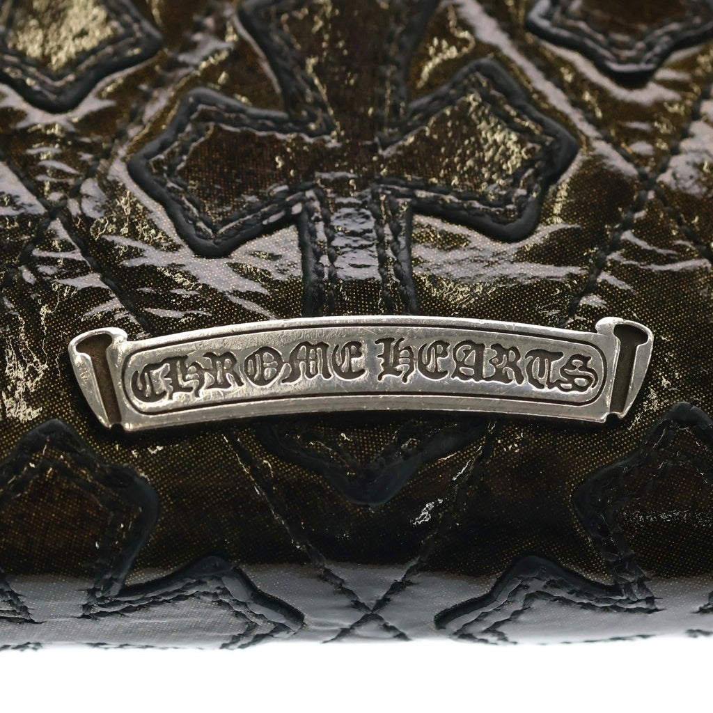 CHROME HEARTS(クロムハーツ) REC F ZIP QUILTED セメタリークロス キルティング ラメ ウォレット財布
