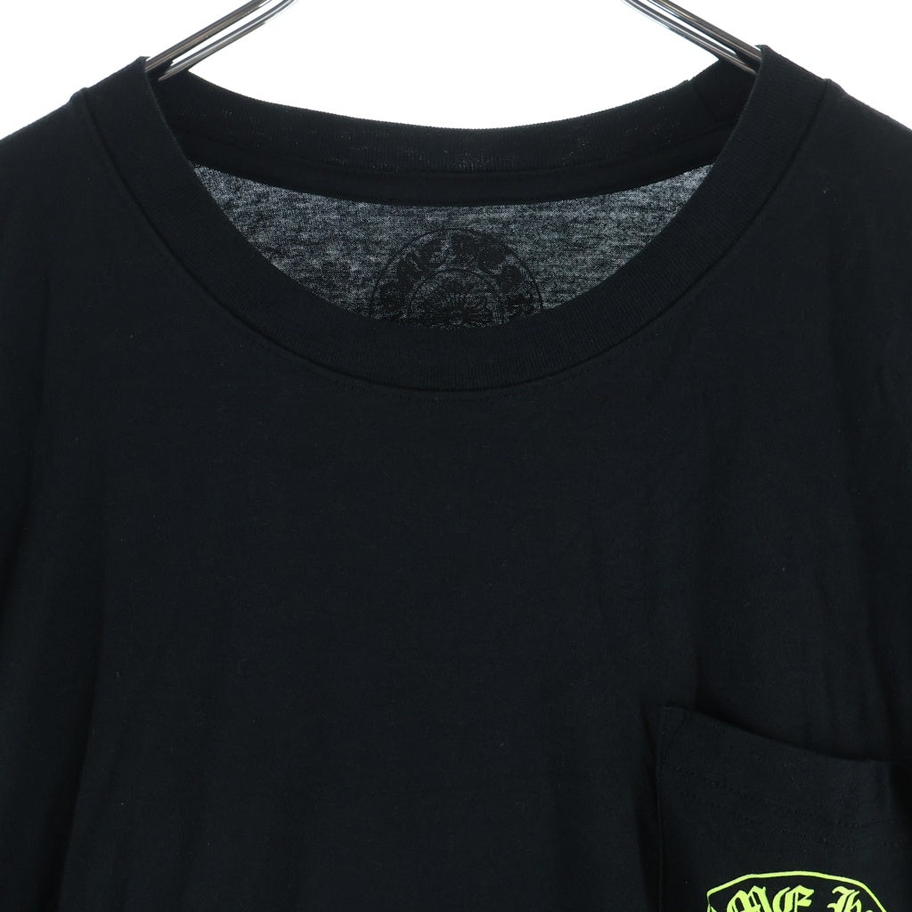CHROME HEARTS(クロムハーツ) Floral Cross Horseshoe Long Sleeve Tee フローラルクロス ホースシュー ロングスリーブ Tシャツ ブラック/ネオンイエロー