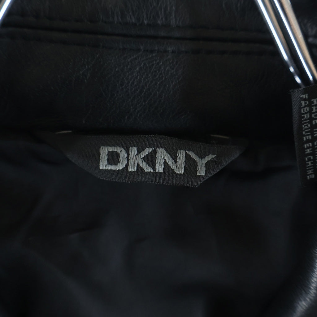 DKNY(ダナキャラン) 90s-00s レザー切替 ウール スイングトップ ブラック