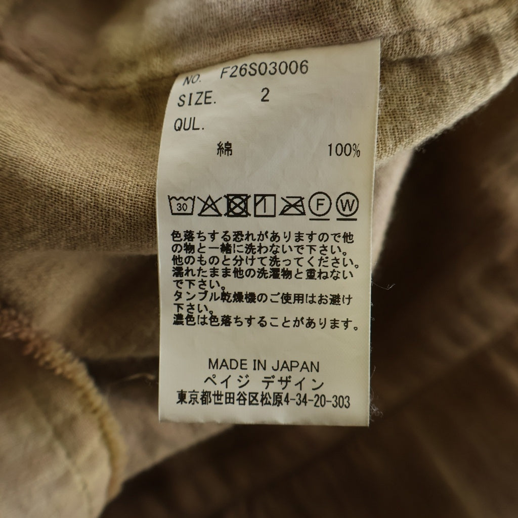 NO BRAND(ノーブランド) FACCIES ファッチーズ ガーゼ F26S03006 ウエスタンジャケット ベージュ