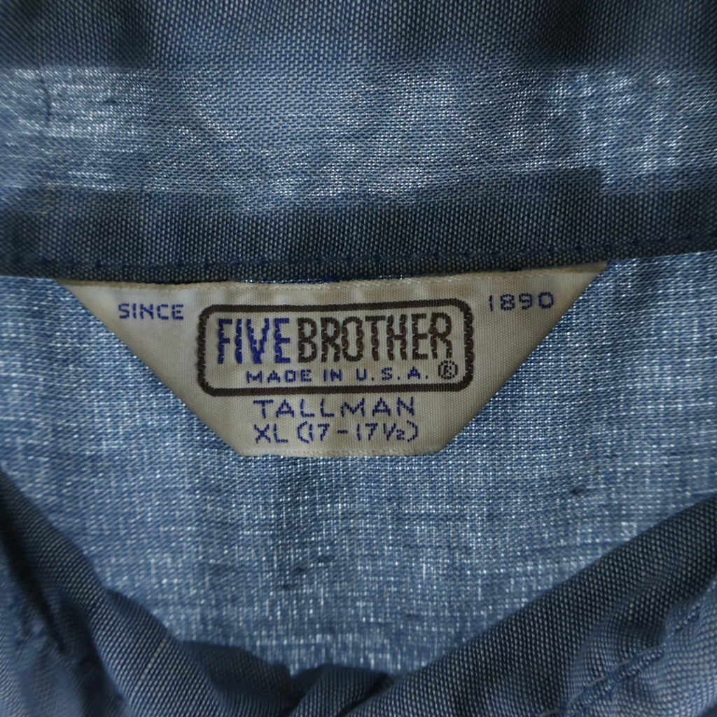 FIVE BROTHERS(ファイブブラザー) 80s シャンブレー XL-TALL 長袖シャツ インディゴ