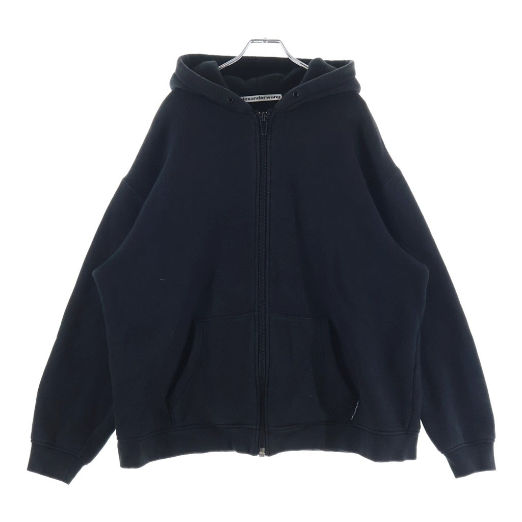 ALEXANDER WANG(アレキサンダーワン) ブランドピスネーム 裏起毛 ジップパーカー ブラック