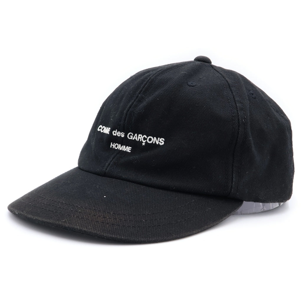 COMME des GARCONS HOMME(コムデギャルソンオム) 24AW 綿サージ ベースボールキャップ ロゴ HN-K601 6パネル キャップ ブラック
