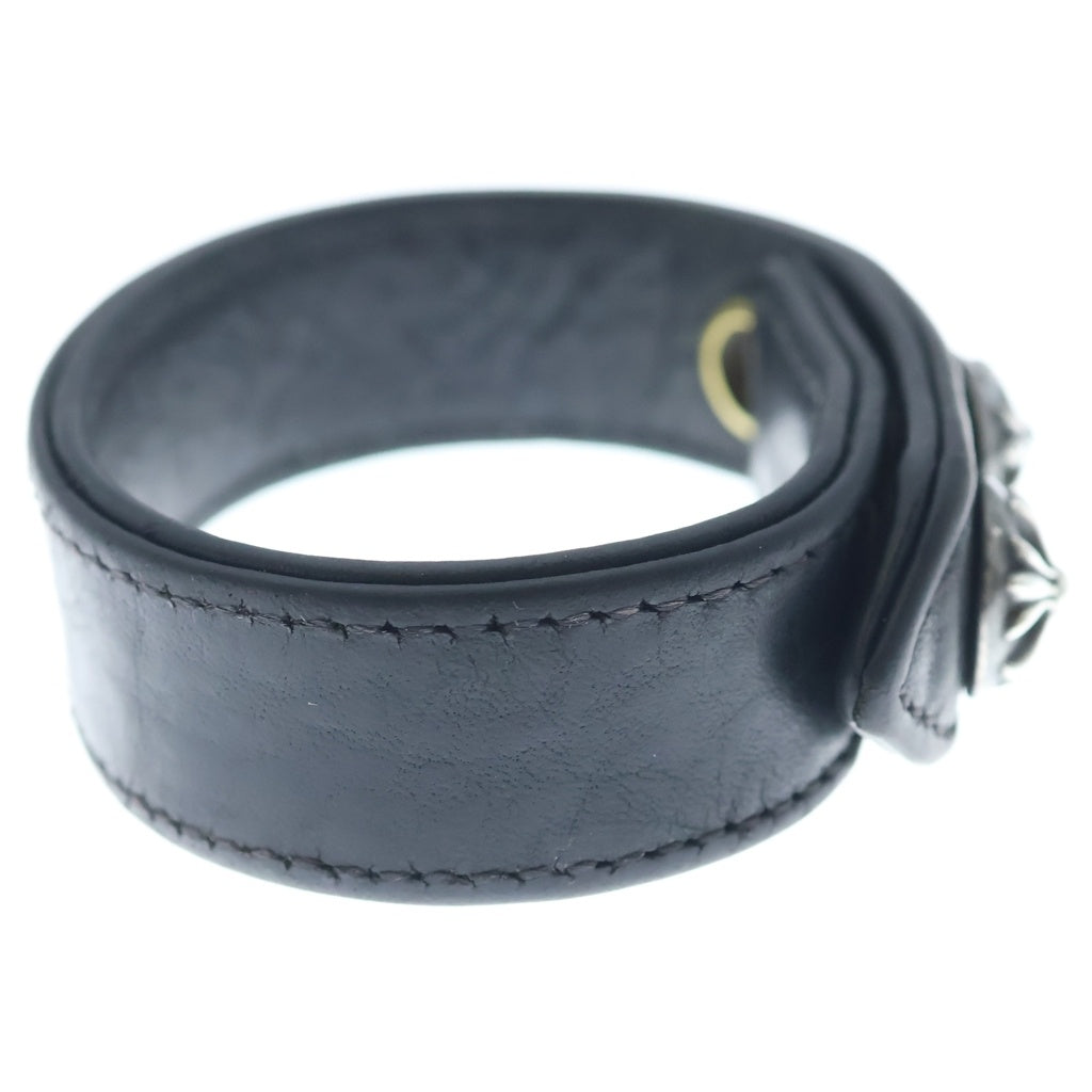CHROME HEARTS(クロムハーツ) 3BTN 2SNP クロスボール 3ボタン2スナップ レザーブレスレット ブラック/シルバー BCA123
