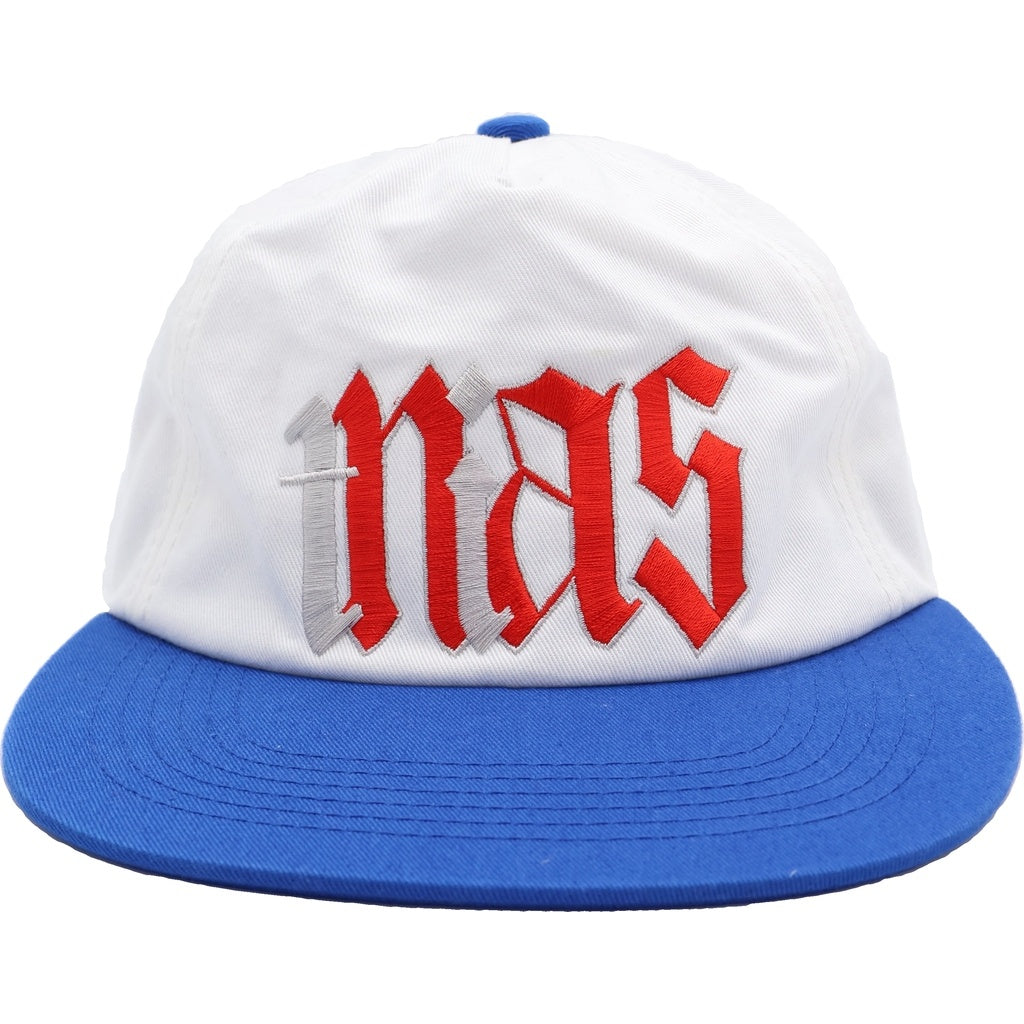 SAINT MICHAEL(セントマイケル) ×NAS ナズ フロント刺繍キャップ SM‐HR1-0000-C22 ホワイト/ブルー