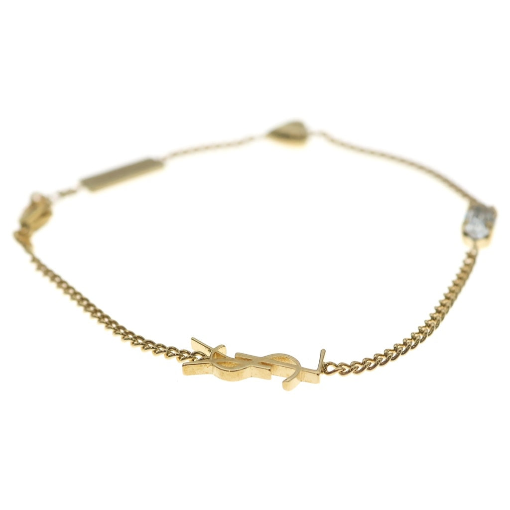 YVES SAINT LAURENT(イヴサンローラン) Cassandre Heart Charm Bracelet カサンドラ ハートチャーム ブレスレット メタル ライトストーン701950Y 15269137 ゴールド レディース