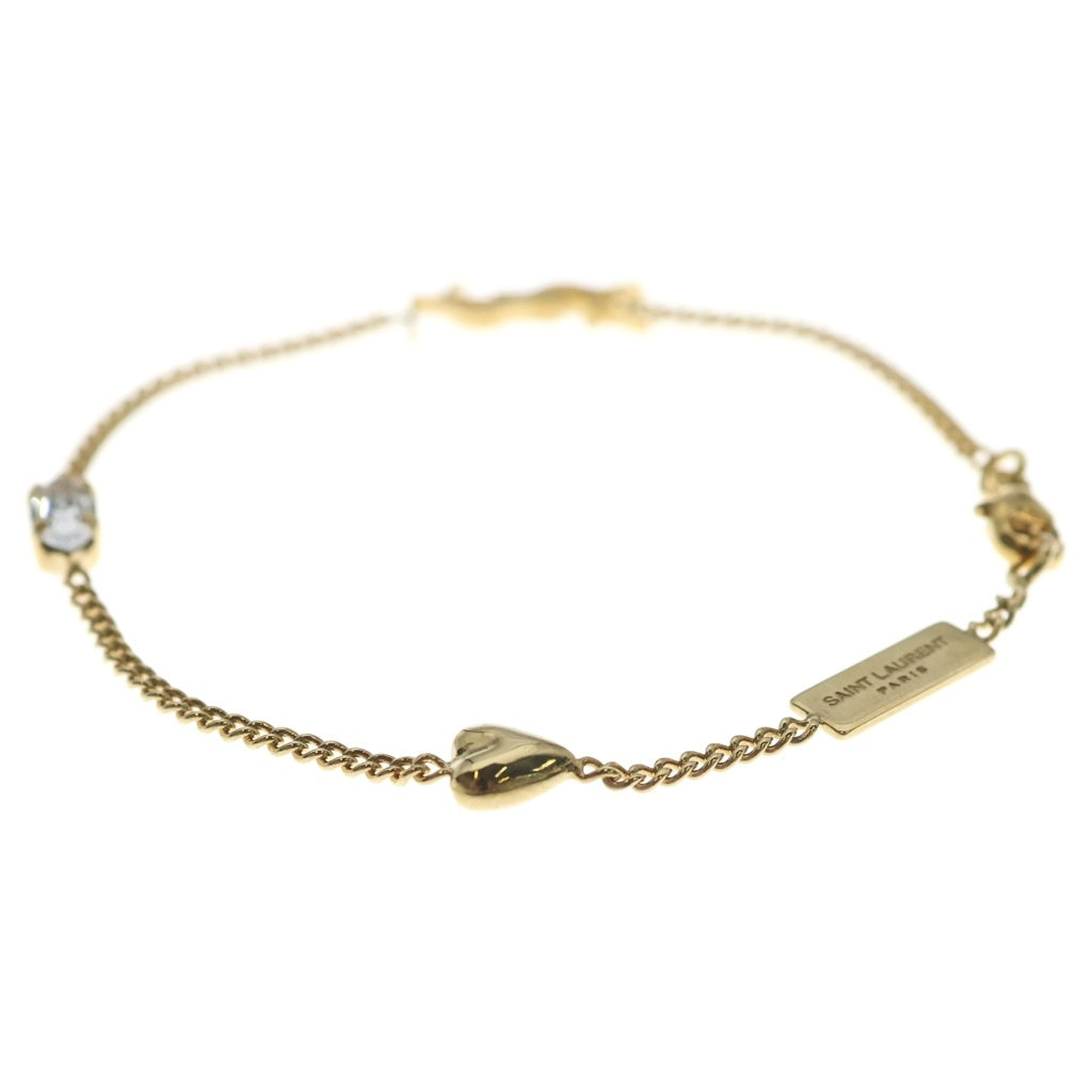 YVES SAINT LAURENT(イヴサンローラン) Cassandre Heart Charm Bracelet カサンドラ ハートチャーム ブレスレット メタル ライトストーン701950Y 15269137 ゴールド レディース