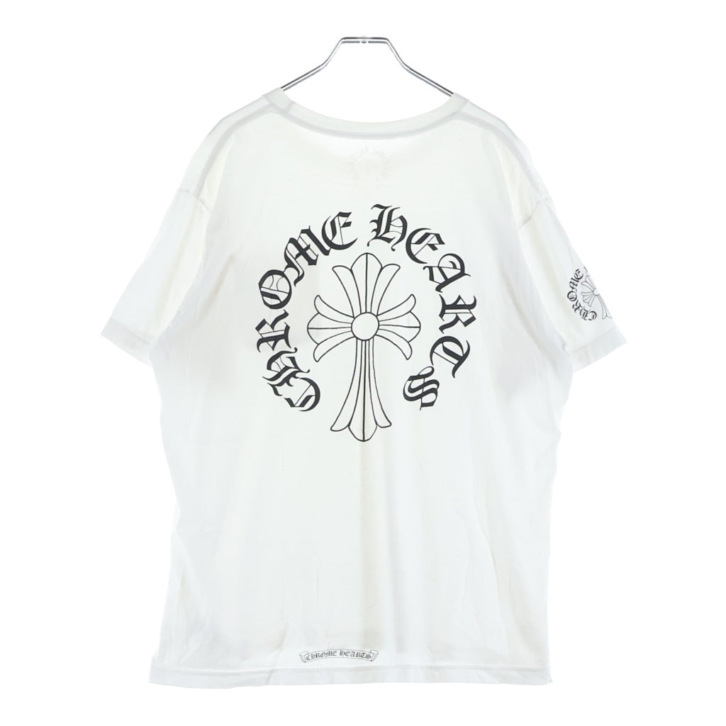 CHROME HEARTS(クロムハーツ) Back Cross Neck Logo Tee バッククロスネックロゴ半袖Tシャツ ポケット付き ホワイト