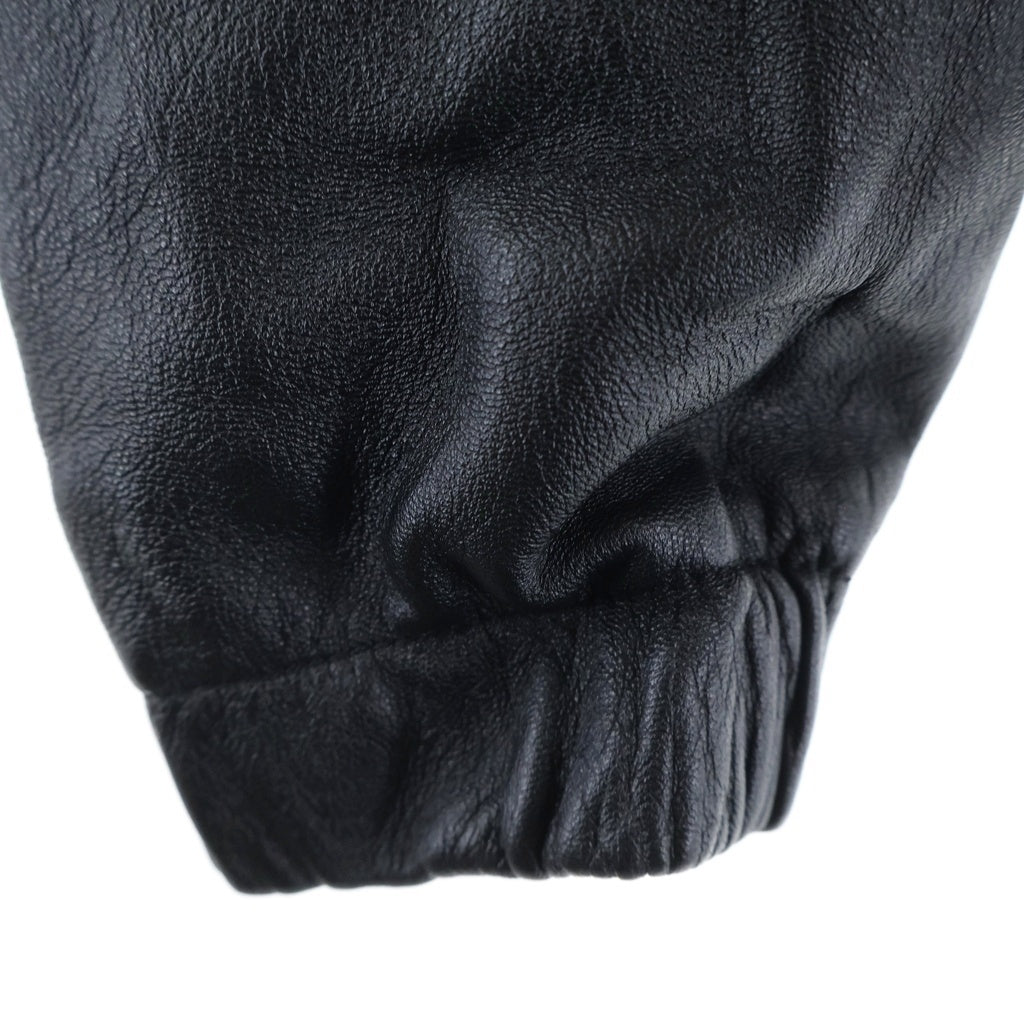 DOLCE & GABBANA(ドルチェアンドガッバーナ) ラムレザー ロゴパッチ ジップアップ ジャケット ブラック G9ZY5L