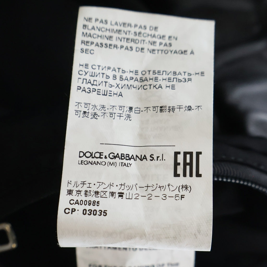 DOLCE & GABBANA(ドルチェアンドガッバーナ) ラムレザー ロゴパッチ ジップアップ ジャケット ブラック G9ZY5L