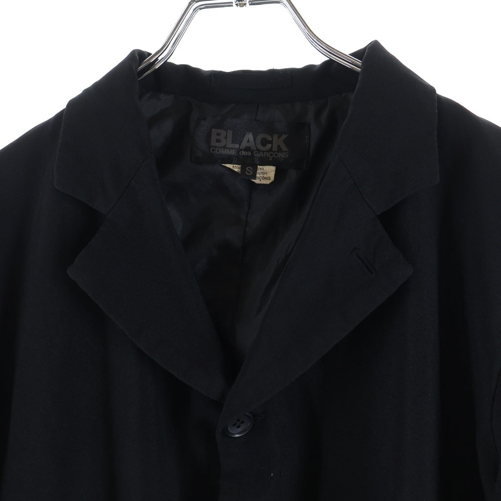 BLACK COMME des GARCONS(ブラックコムデギャルソン) 15SS カッティング フリル ギャバジン ノーカラー テーラードジャケット 1O-J016 ブラック レディース