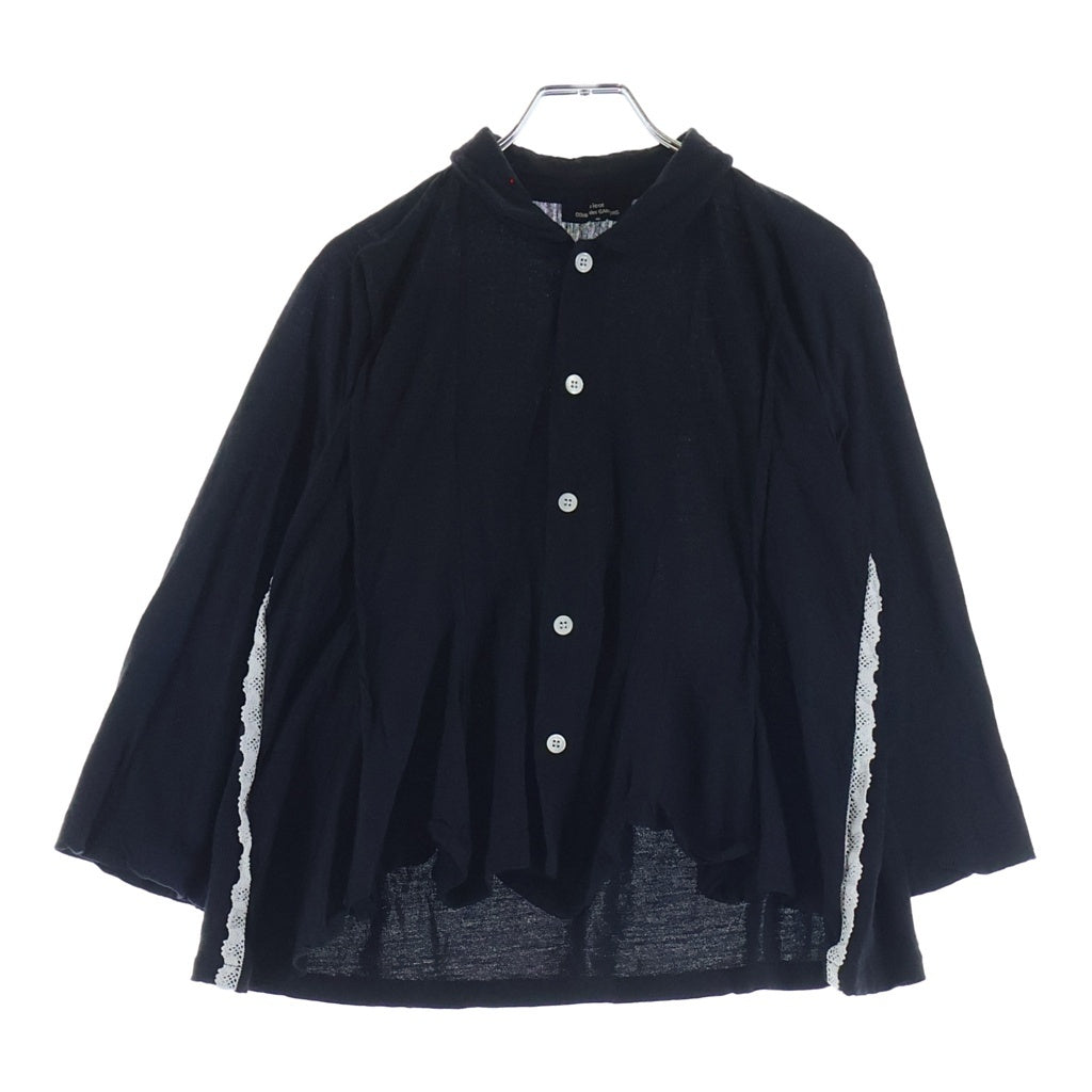 tricot COMME des GARCONS(トリコ コム デ ギャルソン) 16AW 丸襟 サイドフリル 断ち切り TR-T036 ロングスリーブカットソー ブラック レディース