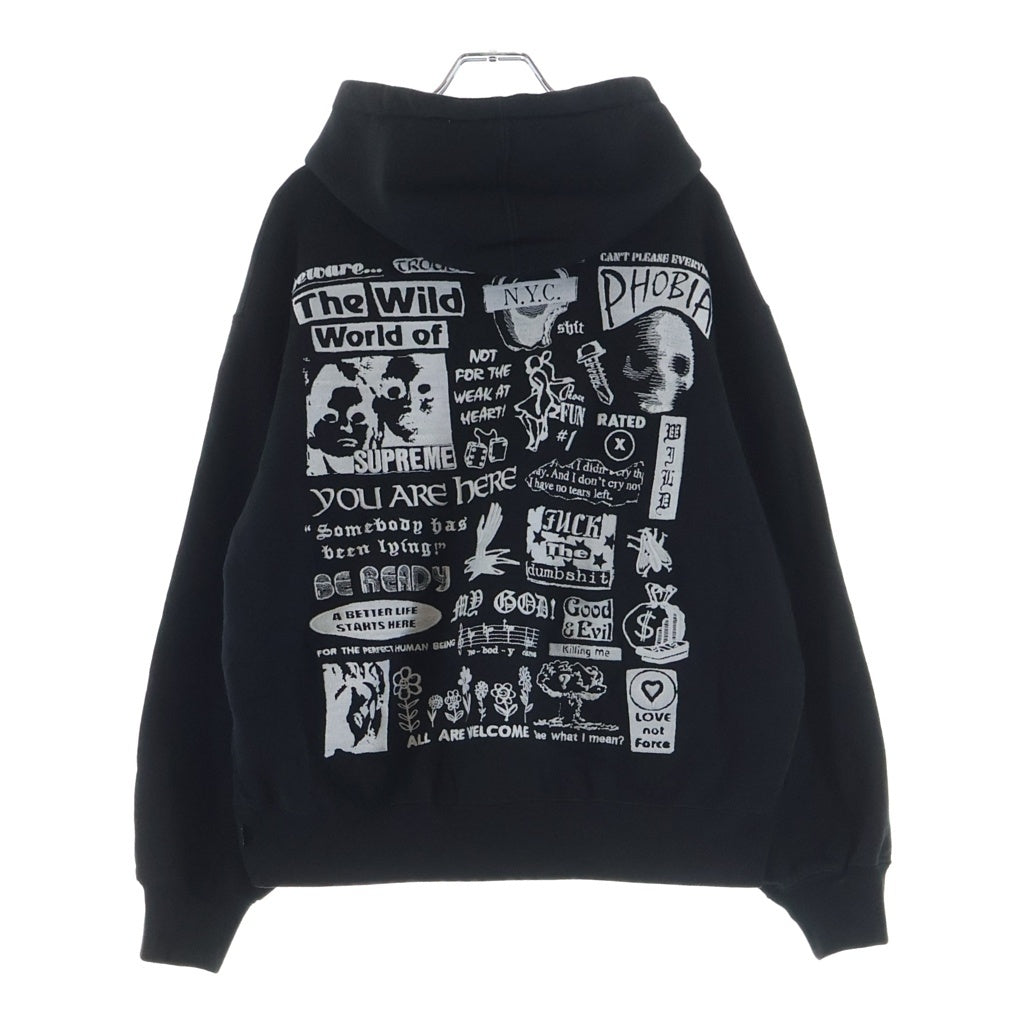 SUPREME(シュプリーム) 24AW Wild Embroidered Hooded Sweatshirt プルオーバーパーカー ブラック