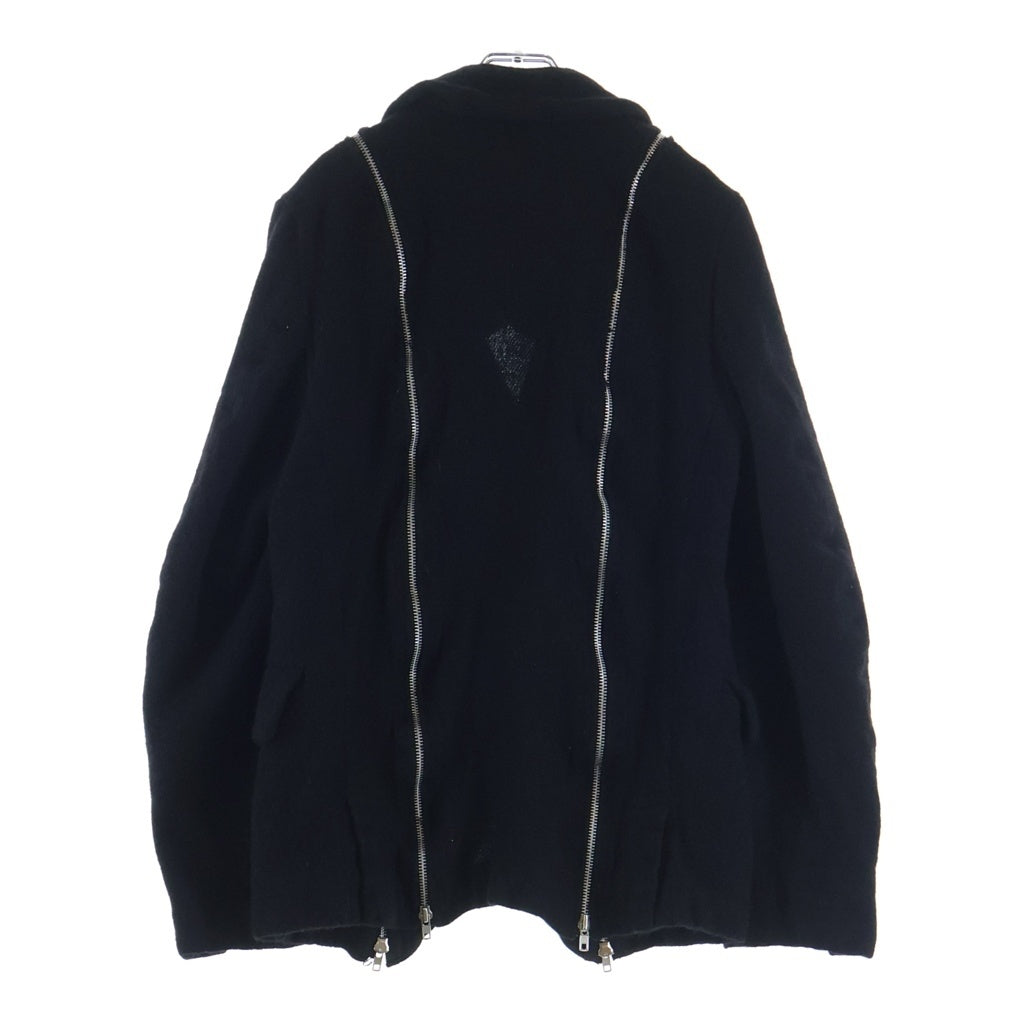 BLACK COMME des GARCONS(ブラックコムデギャルソン) 24AW ウールナイロンツイード中 製品後加工 縮絨 ジップデザイン ジャケット ブラック レディース