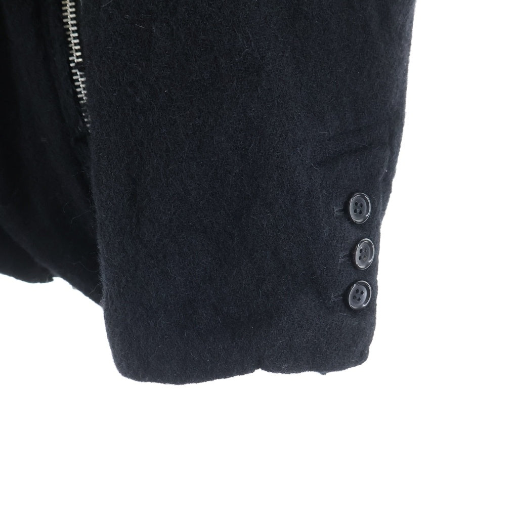 BLACK COMME des GARCONS(ブラックコムデギャルソン) 24AW ウールナイロンツイード中 製品後加工 縮絨 ジップデザイン ジャケット ブラック レディース