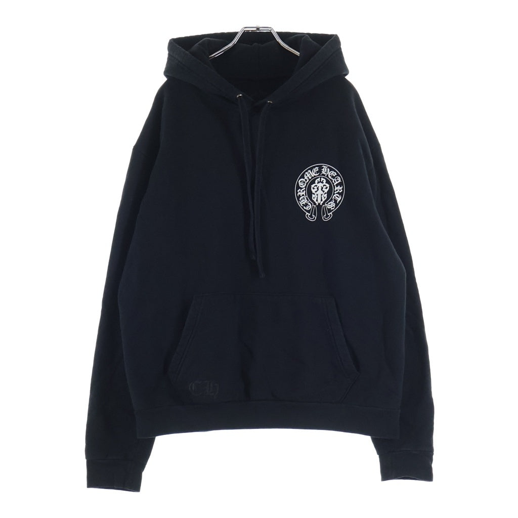 CHROME HEARTS(クロムハーツ) SWTSHRT HOODIE メリカンフラッグ 星条旗 ホースシュープリント プルオーバーパーカー ブラック