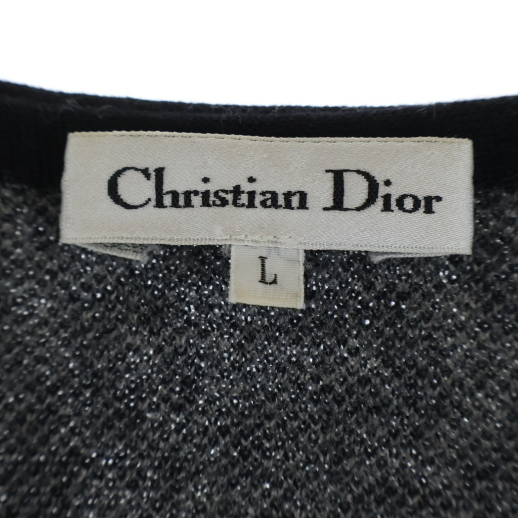 Christian Dior(クリスチャンディオール) 90s オールド 刺繍 レオパード ウール カーディガン グレー レディース