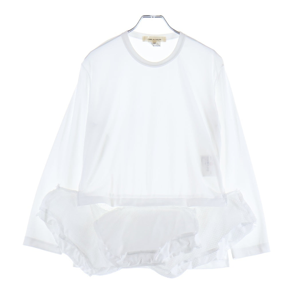 COMME des GARCONS(コムデギャルソン) 25SS メッシュ切替 ジャージ GO-T028 ロングスリーブカットソー ホワイト レディース