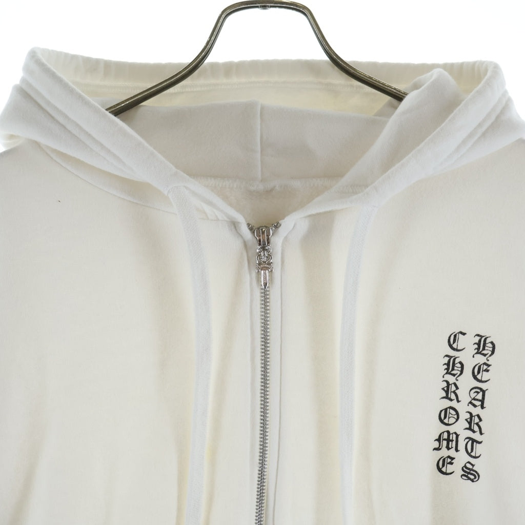 CHROME HEARTS(クロムハーツ) SWTSHRT HD ZIP 袖ロゴ フーディー ジップアップパーカー ホワイト