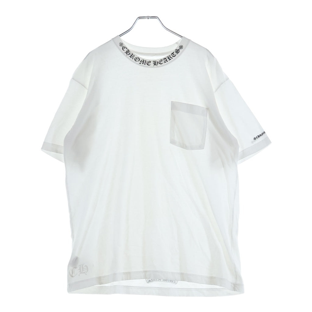 CHROME HEARTS(クロムハーツ) CH T-SHIRT ネックロゴプリント半袖Tシャツ カットソー ホワイト/ブラック