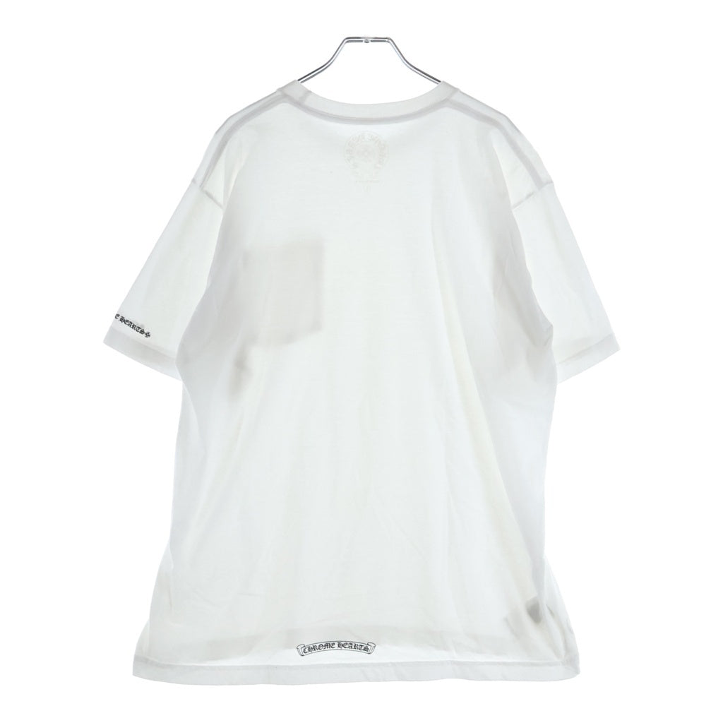 CHROME HEARTS(クロムハーツ) CH T-SHIRT ネックロゴプリント半袖Tシャツ カットソー ホワイト/ブラック