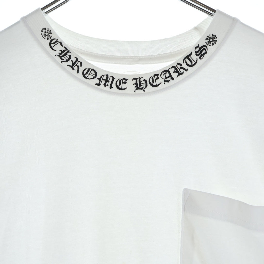 CHROME HEARTS(クロムハーツ) CH T-SHIRT ネックロゴプリント半袖Tシャツ カットソー ホワイト/ブラック