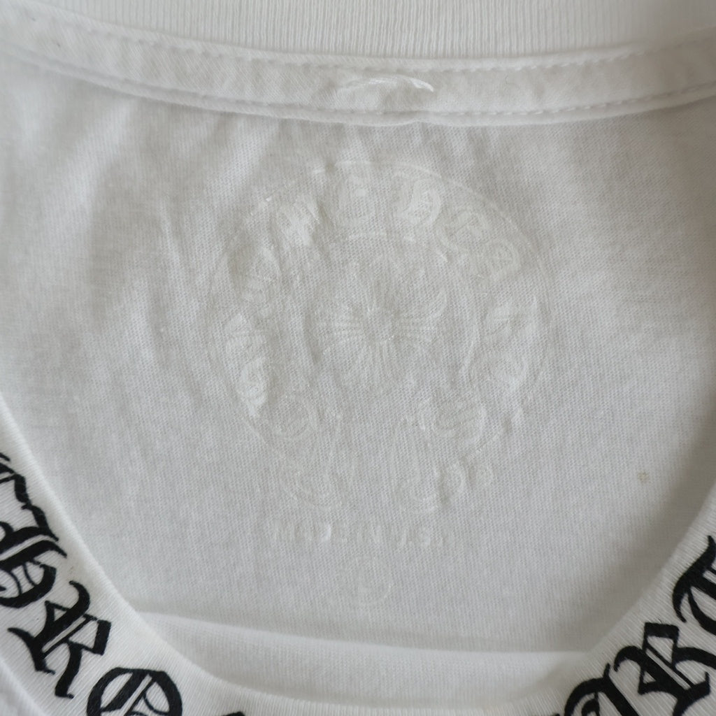 CHROME HEARTS(クロムハーツ) CH T-SHIRT ネックロゴプリント半袖Tシャツ カットソー ホワイト/ブラック