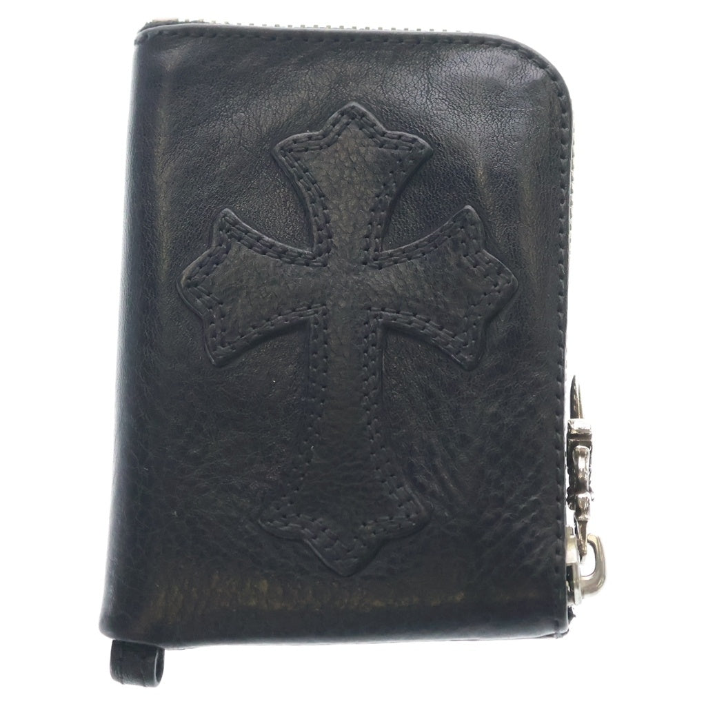 CHROME HEARTS(クロムハーツ) TINY ZIP タイニージップ クロスパッチ ダガージップ レザー ウォレット 財布 ブラック
