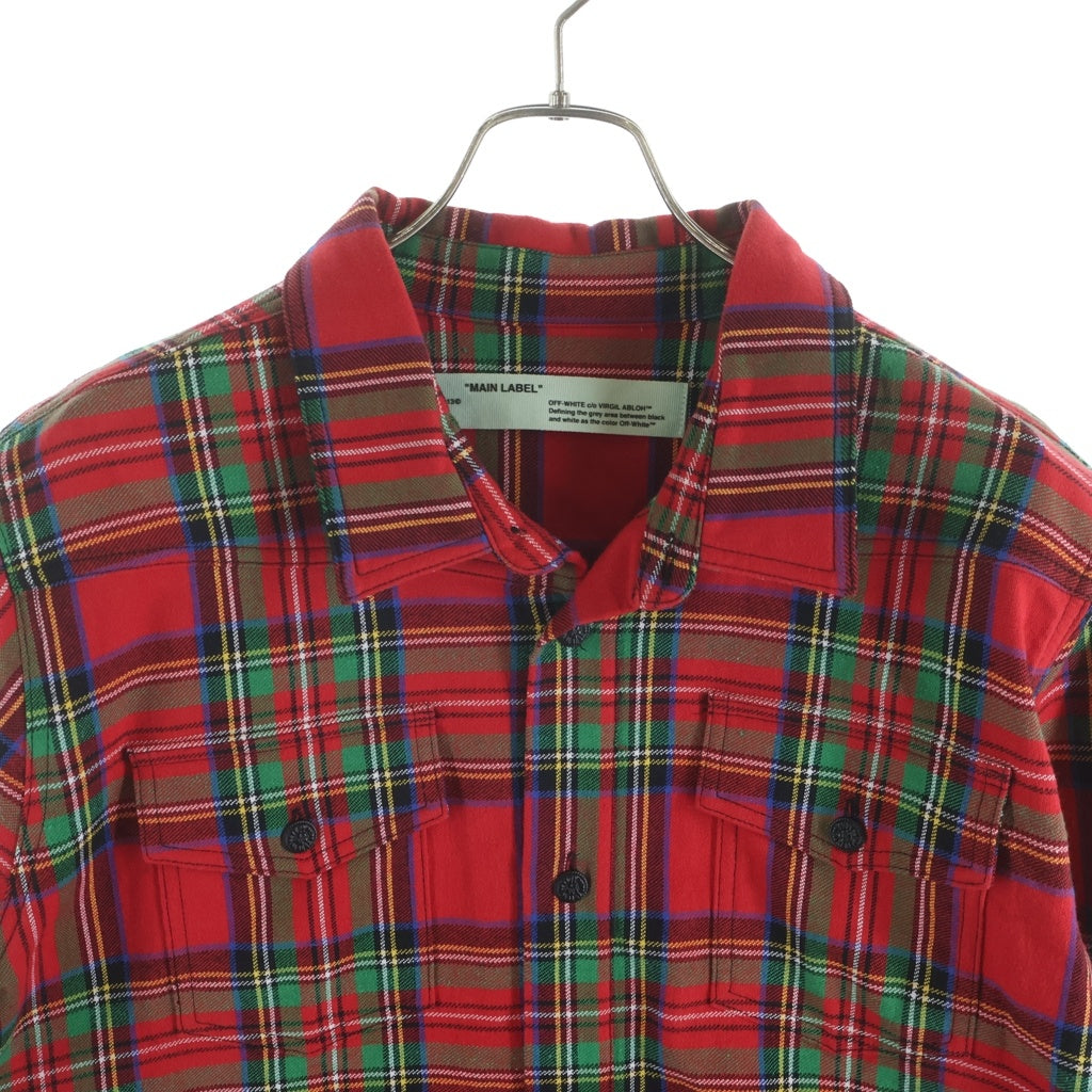 OFF-WHITE(オフホワイト) 18SS Flannel Check Shirt ダイアゴナル バックアロー タータンチェック OMGA001S18787012 フランネルシャツ レッド