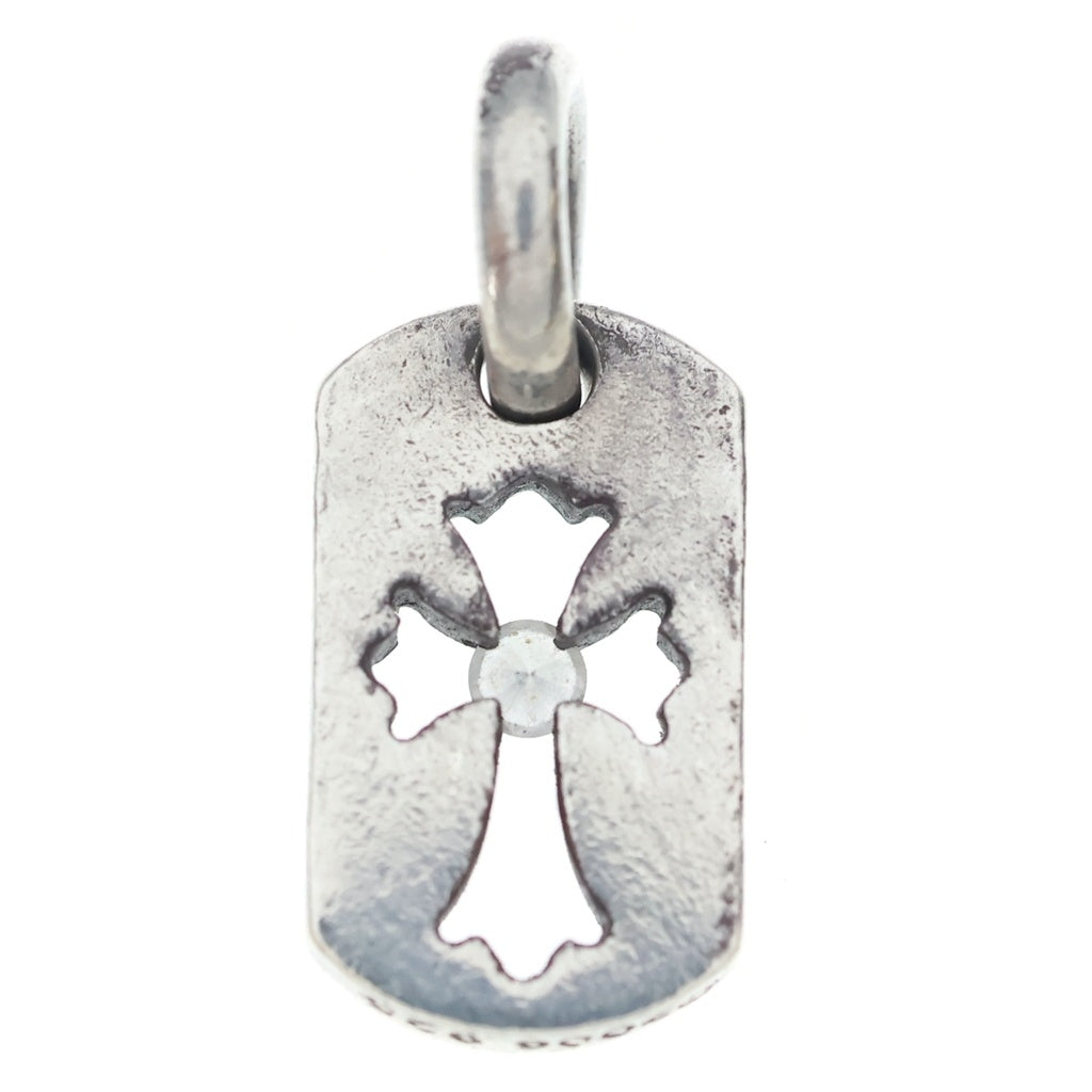 CHROME HEARTS(クロムハーツ) DT TNY CO CRS 1DIA タイニーカットアウトクロスドッグタグ 1ダイヤ チャーム ネックレストップ シルバー BCA410