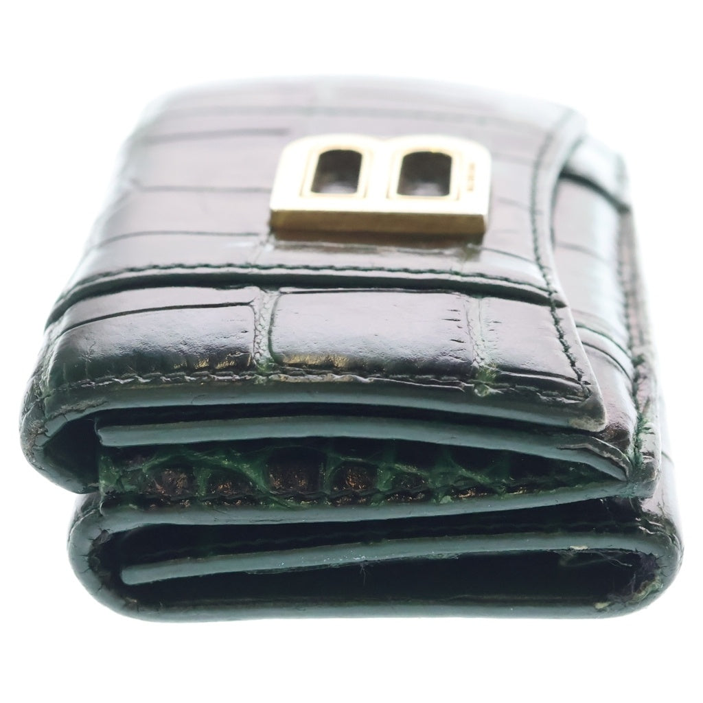 BALENCIAGA(バレンシアガ) HOURGLASS Compact Wallet クロコダイル コンパクトウォレット 634834 グリーン レディース