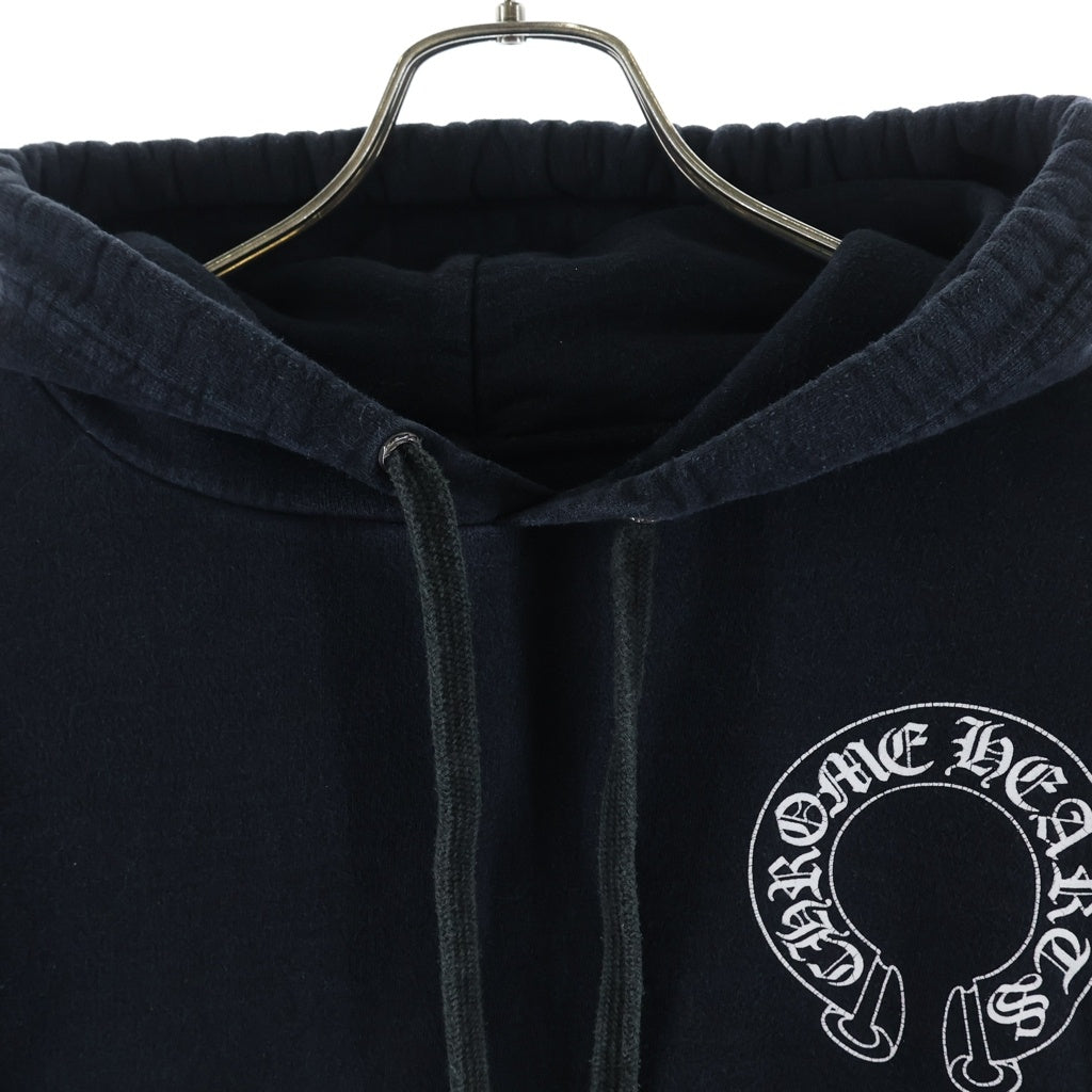 CHROME HEARTS(クロムハーツ) OLD SWTSHRT PLVR オールド バックホースシュー 袖フローラルプリント プルオーバーパーカー ブラック