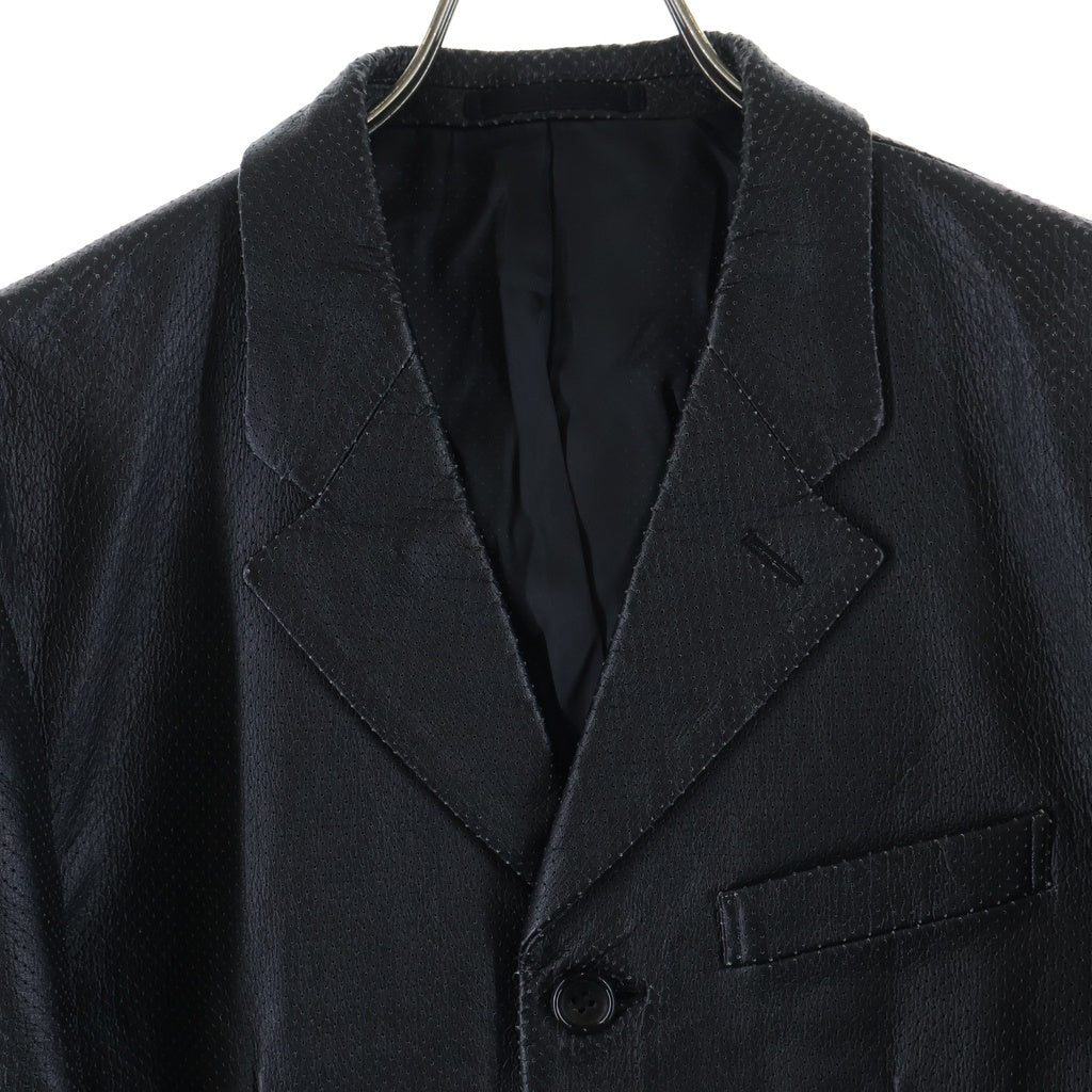 COMME des GARCONS HOMME PLUS(コムデギャルソンオムプリュス) 00AW Docking Rock期 パンチングフェイクレザー テーラードジャケット ブラック PJ-04082M/AD2000