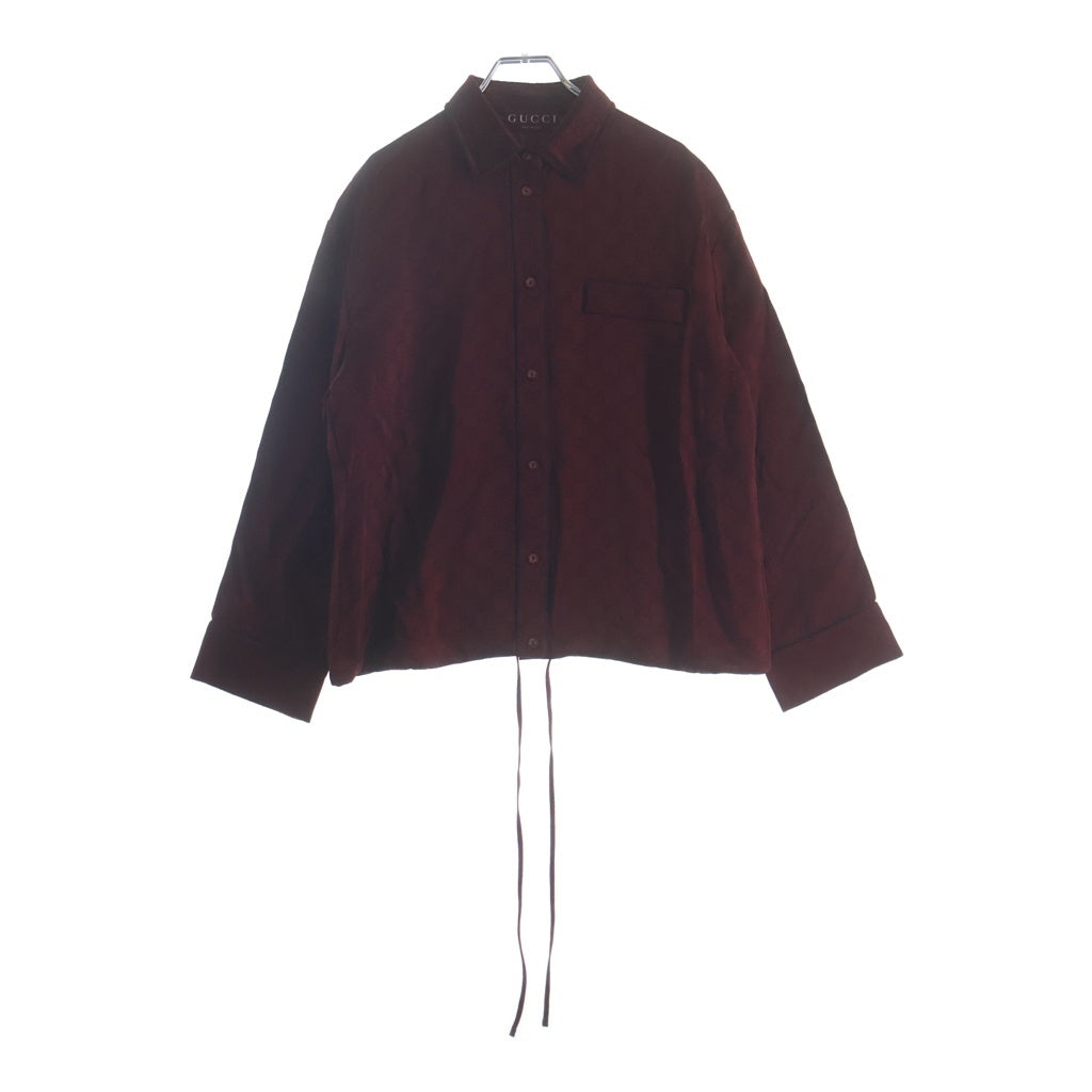 GUCCI(グッチ) 25SS ウエストリボン付 GG 836292 パイピング サテンシャツ レディース