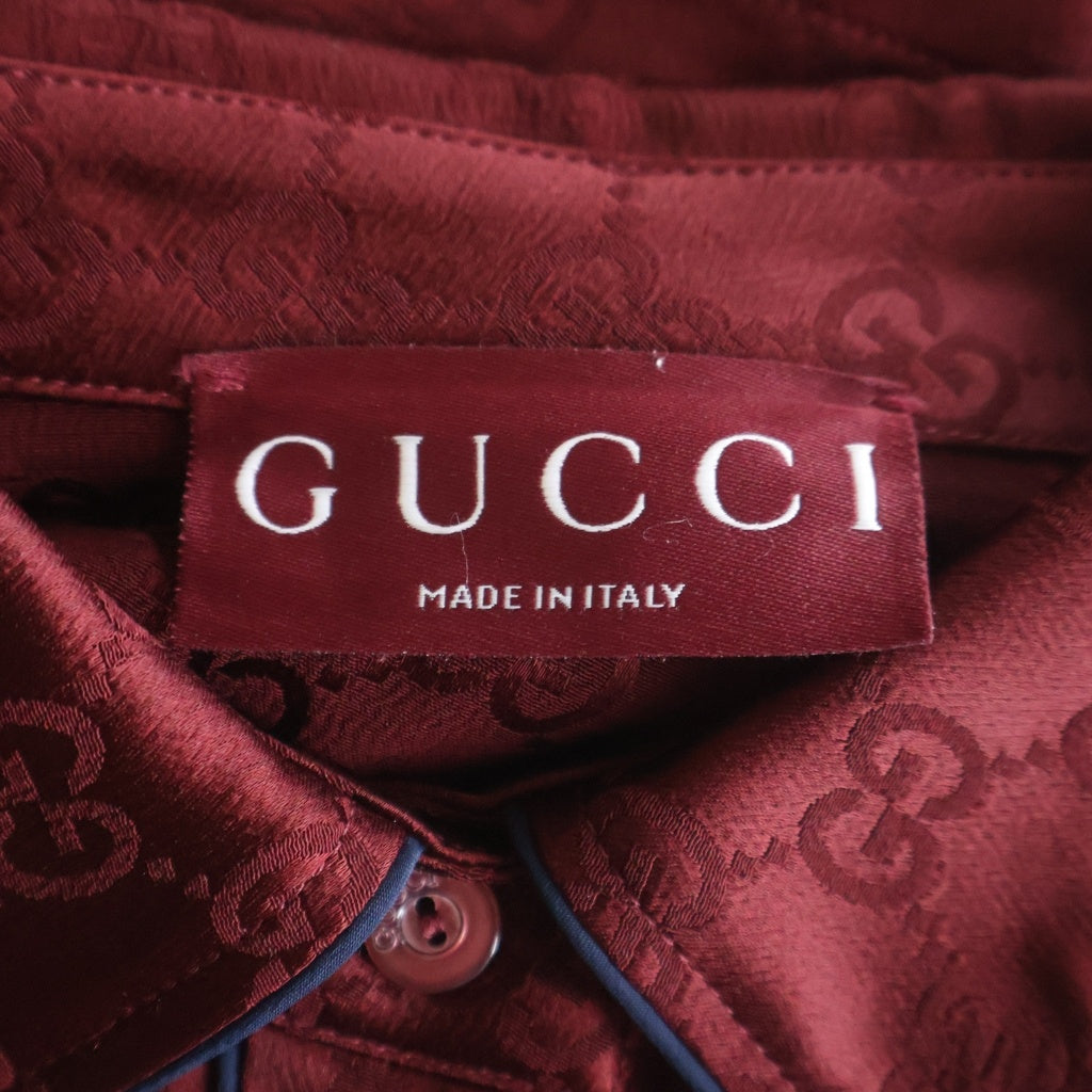 GUCCI(グッチ) 25SS ウエストリボン付 GG 836292 パイピング サテンシャツ レディース