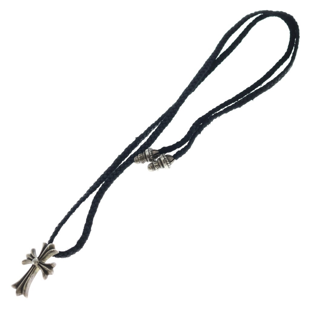 CHROME HEARTS(クロムハーツ) CH CRS SML CL スモールCHクロス クリンプト レザーブレイド ネックレス シルバー/ブラック BCA217