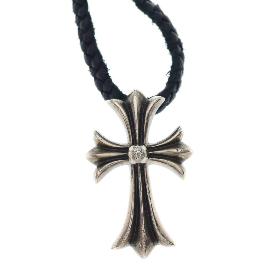 CHROME HEARTS(クロムハーツ) CH CRS SML CL スモールCHクロス クリンプト レザーブレイド ネックレス シルバー/ブラック BCA217