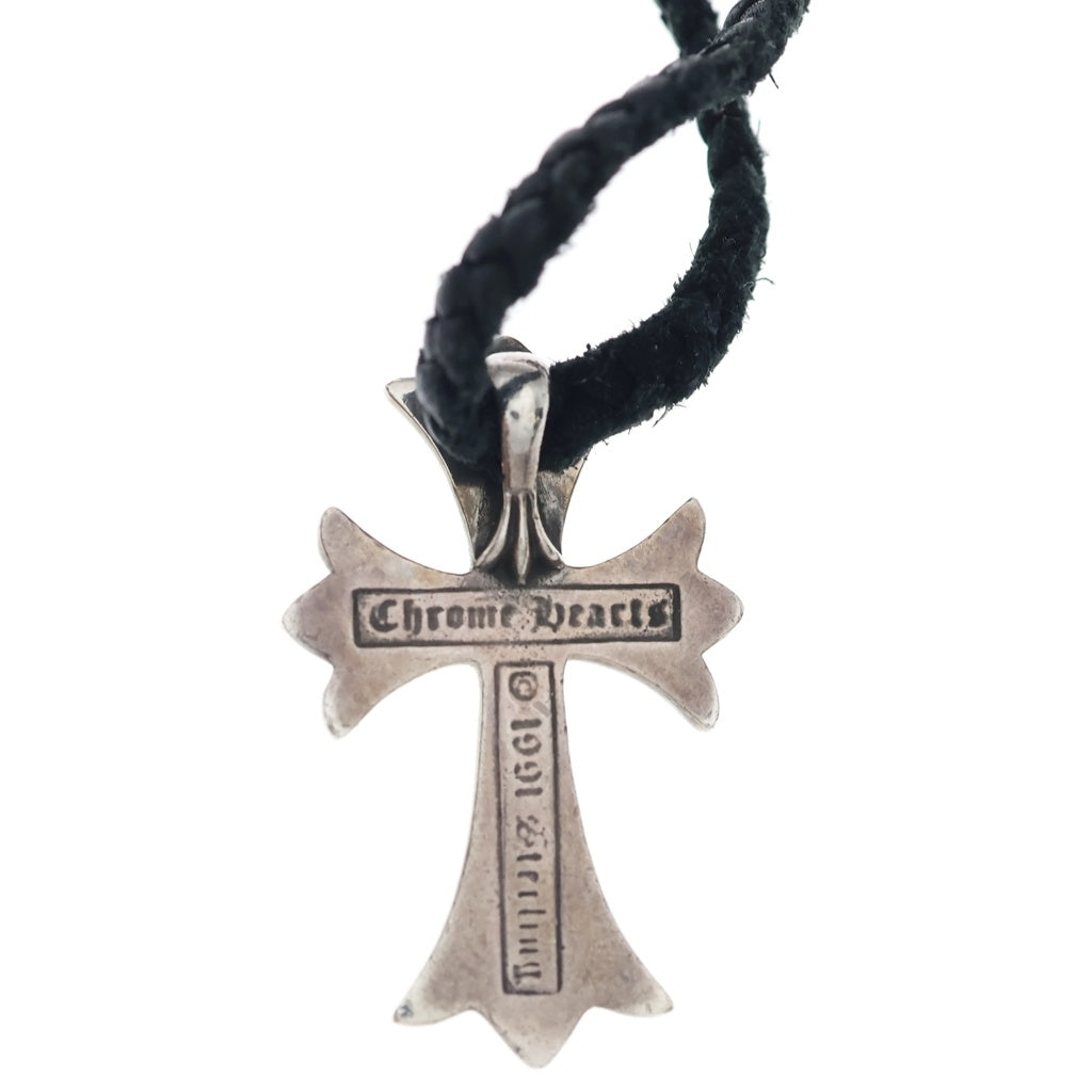 CHROME HEARTS(クロムハーツ) CH CRS SML CL スモールCHクロス クリンプト レザーブレイド ネックレス シルバー/ブラック BCA217