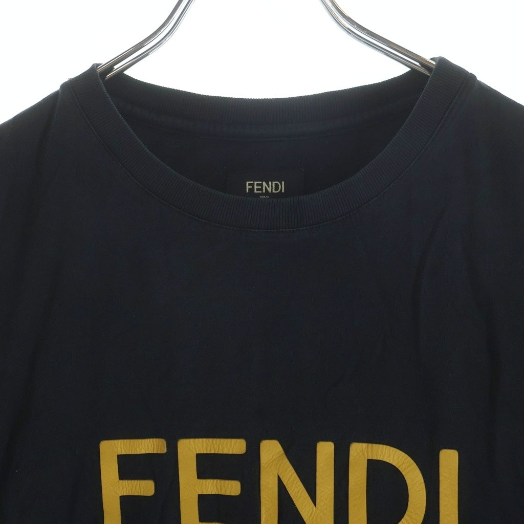 FENDI(フェンディ) ロゴプリント クルーネック半袖Tシャツカットソー ブラック FY0894 AE06
