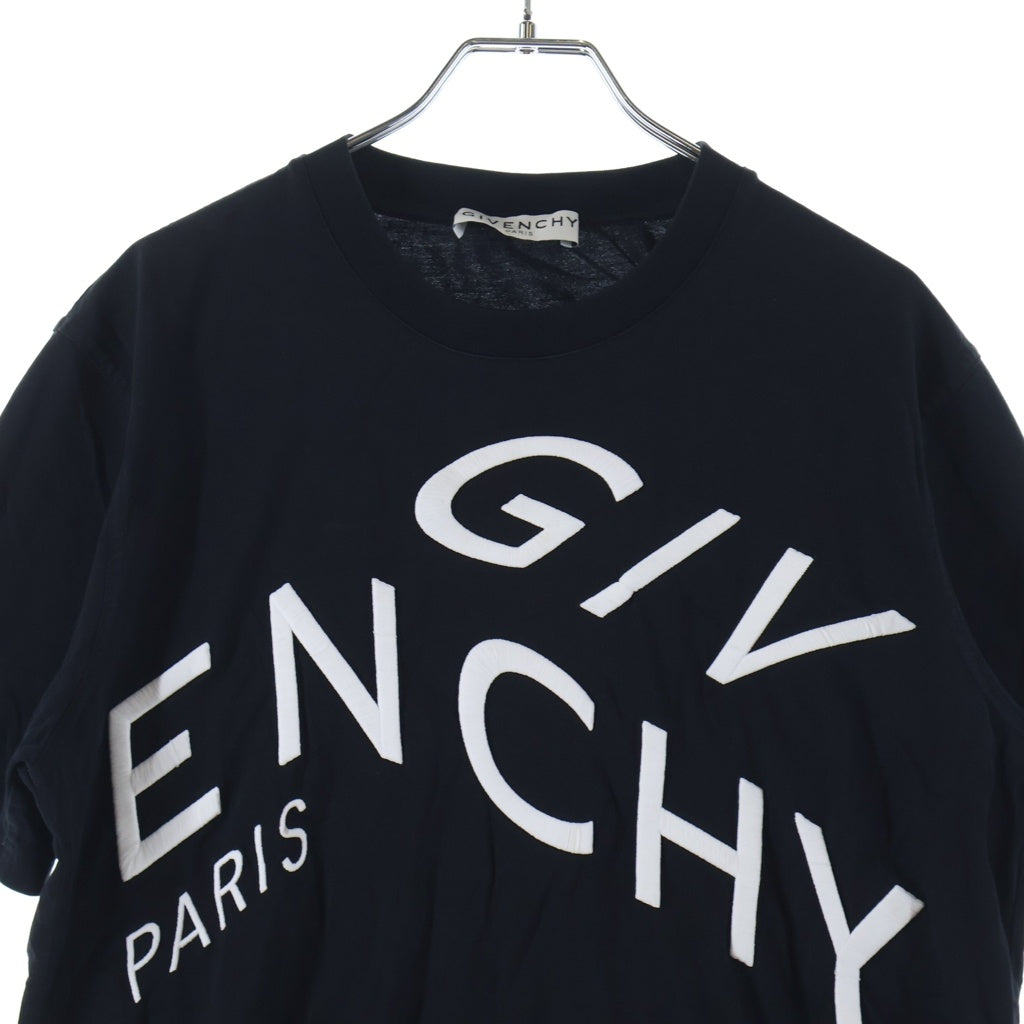 GIVENCHY(ジバンシィ) 21SS ロゴ エンブロイダリー クルーネック 半袖Tシャツカットソー ブラック BM70YC3002