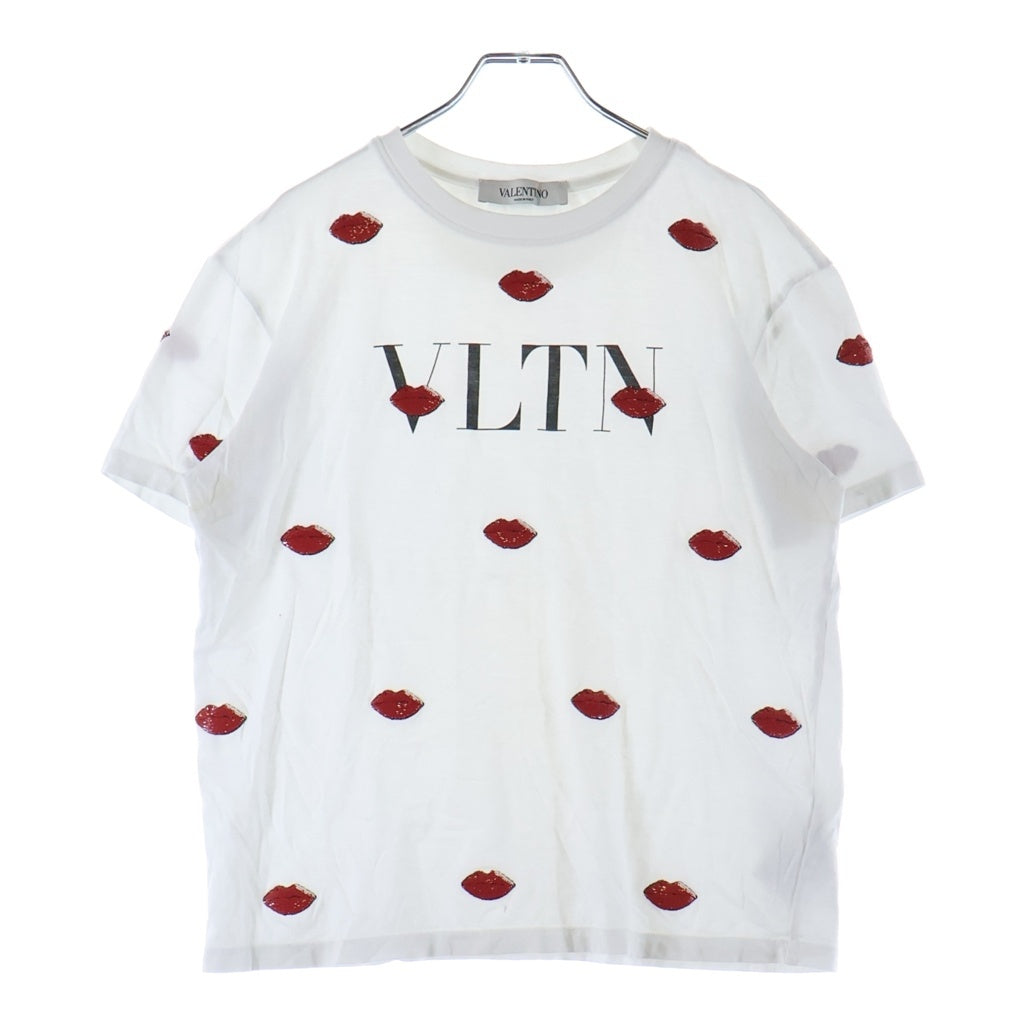 VALENTINO(ヴァレンティノ) ップスパンコール クルーネック半袖Tシャツカットソー ホワイト VB3MG10X65L