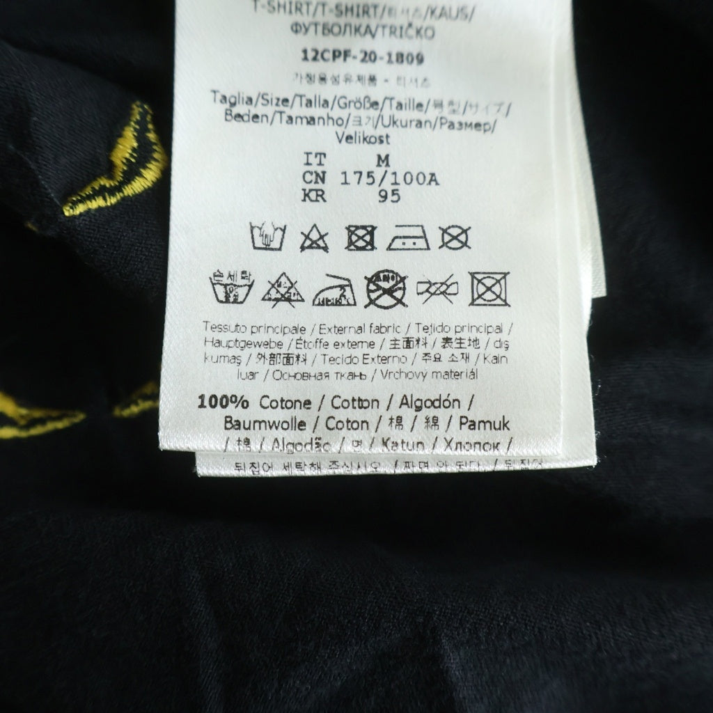 FENDI(フェンディ) 猫目 総柄 クルーネック半袖Tシャツカットソー ブラック FY0894 ACN9