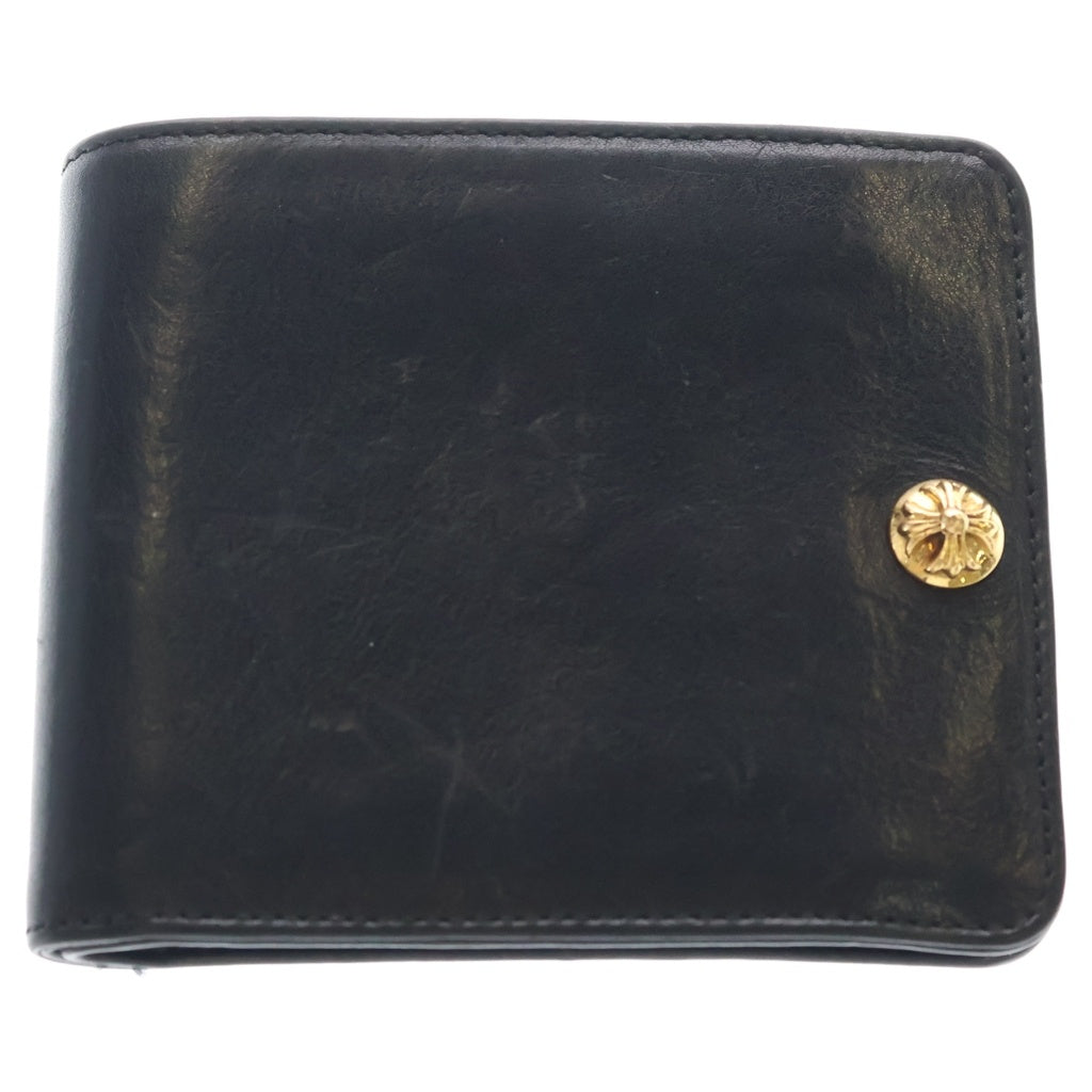 CHROME HEARTS(クロムハーツ) 22K 1SNAP 1スナップ ゴールド レザーウォレット財布 ブラック/ゴールド