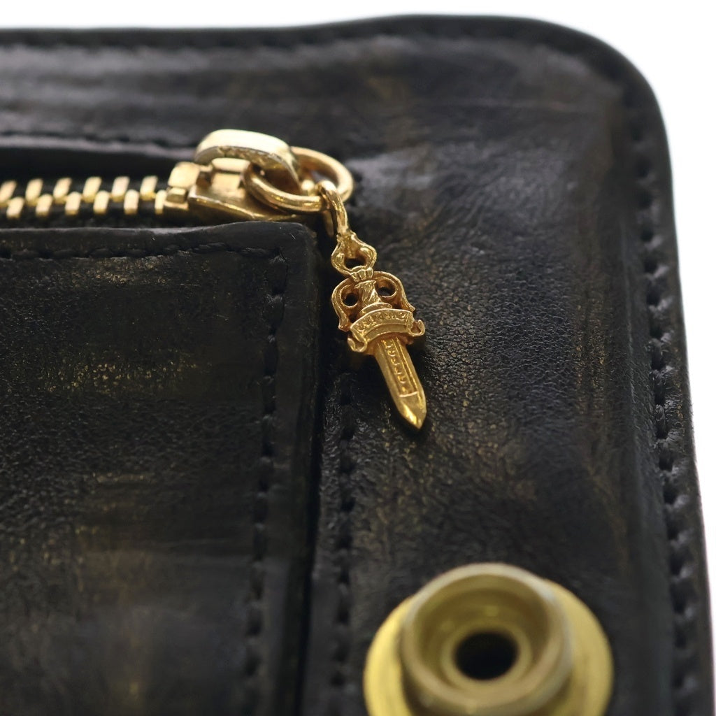 CHROME HEARTS(クロムハーツ) 22K 1SNAP 1スナップ ゴールド レザーウォレット財布 ブラック/ゴールド