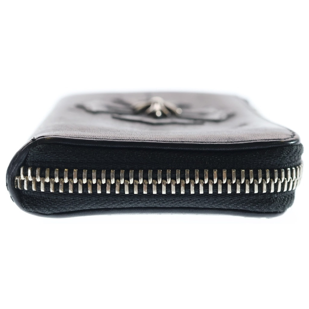 CHROME HEARTS(クロムハーツ) LEATHER ZIP PAPER CHAIN COIN POUCH W/CLIP CHクロス レザージップ ペーパーチェーン コインケース ポーチ ブラック