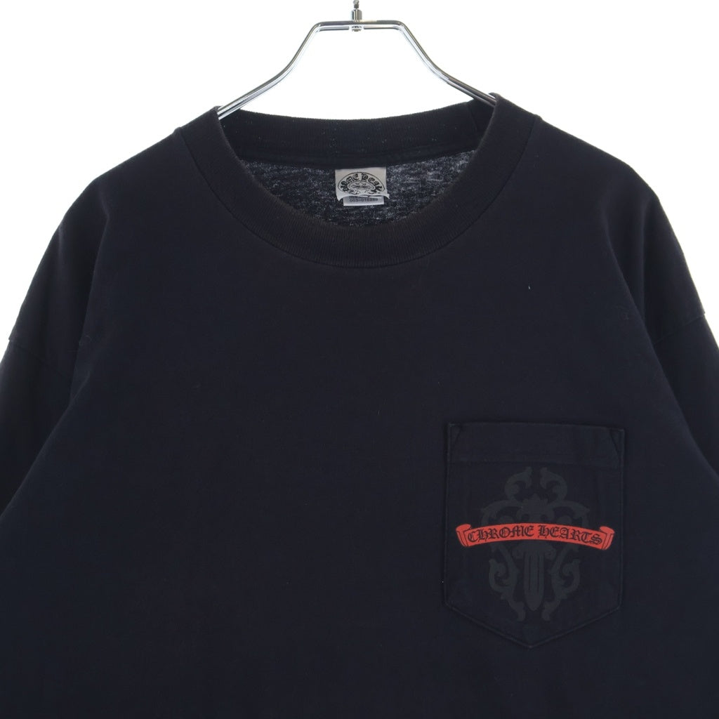 CHROME HEARTS(クロムハーツ) OLD VINE DAGGER L/S TEE オールド ダガー アームCHプラスプリント クルーネック半袖Tシャツカットソー ブラック
