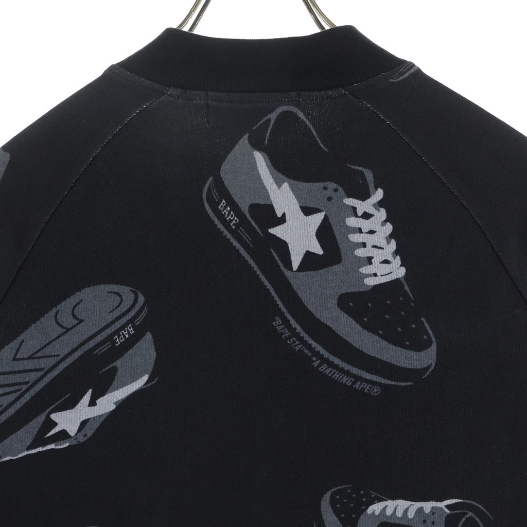 A BATHING APE(アベイシングエイプ) RANDOM BAPE STA SWEAT JERSEY TOP 001SWH301003X 裏地メッシュ スウェットカーディガン ブラック